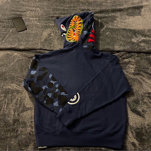 Bape Other - BAPE Color Camo Giant shark Loose Fit Full Zip Hoodie Mens.
